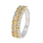 Priya yellow gemstone ring for women sterling silver band with pave yellow stones elegant stackable ring
